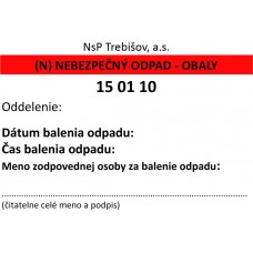 Etiketa - NEBEZPEČNÝ ODPAD 15 01 10 Trebišov Etiketa - NEBEZPEČNÝ ODPAD 15 01 10 Trebišov